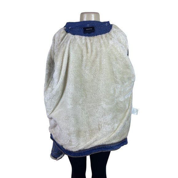 Omoone Women’s Blue Denim Jacket Distressed Pockets Button Closure Sz L - Picture 4 of 11